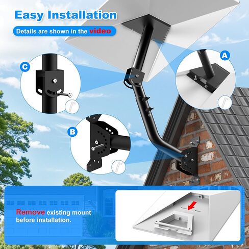 حامل ستارلينك قابل للتعديل من الجيل 3، دوران 360 درجة، إمالة 180 درجة و45 درجة طقم تثبيت عمود ستارلينك معدني شديد التحمل، قابل للسحب، سهل التركيب، مقاوم للصدأ، مقاوم للطقس للجدران الخرسانية والخشبية in Kuwait