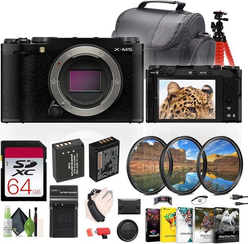 حزمة هيكل الكاميرا الرقمية Fujifilm X-M5 بدون مرآة (فضي) مع بطارية إضافية NP-W126 + شاحن + بطاقة ذاكرة UHS-II SDXC سعة 64 جيجابايت + المزيد in Saudi Arabia