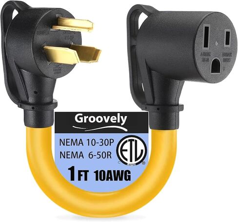 كابل محول مجفف كهربائي 14-30P إلى 6-20/15R أو 5-20/15R، متوافق مع NEMA 30 Amp 4 Pin 240V، يتحول إلى 20/15 Amp 3 Pin 240V 6-20/15R أو 5-20/15R T-Joint، STW 10 AWG (أسود) in Kuwait