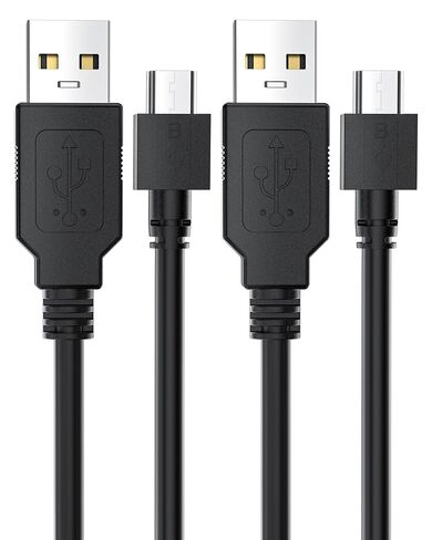 2 كابل Micro USB بطول 5.9 قدم، كابل شاحن وحدة تحكم PS4، قلب فريت مدمج، كابل Micro-B عالي السرعة USB 2.0 متوافق مع الكمبيوتر اللوحي، هاتف Android، عصا التلفزيون والمزيد in Kuwait