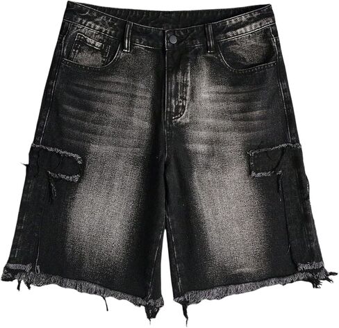 Men's Star Graphic Jorts Y2K Distressed Jean Shorts Goth Vintage Frayed Raw Hem Denim Shorts Drippy Streetwear in Saudi Arabia