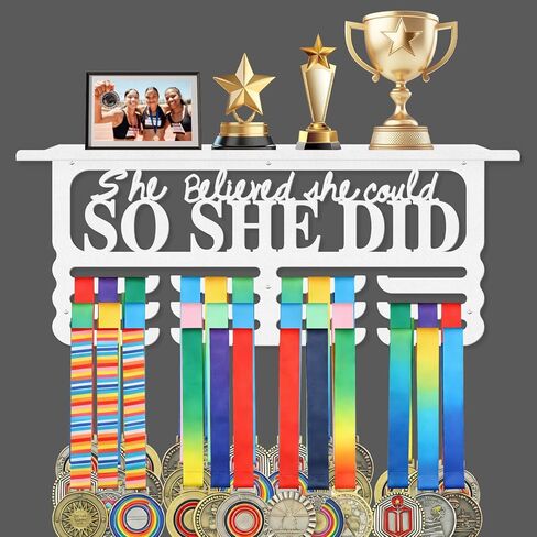 Medal Holder Display Hanger, Aluminum Medal Display Holder Holds Up to 50 Medals, Wall Mounted Medal Organizer for Sports Awards, Ribbons and Race Bibs in Saudi Arabia