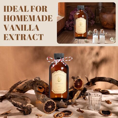 Jarsoph 4oz Amber Glass Bottles 8 PCS - Brown Boston Round Glass Bottles for Homemade Vanilla Extract, Essential Oils, Herbal Medicine, DIY Crafting - UV Protective 8 Pack Bottles for Syrup, Sauce in Saudi Arabia