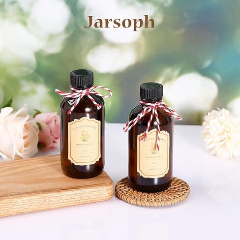 Jarsoph 4oz Amber Glass Bottles 8 PCS - Brown Boston Round Glass Bottles for Homemade Vanilla Extract, Essential Oils, Herbal Medicine, DIY Crafting - UV Protective 8 Pack Bottles for Syrup, Sauce in Saudi Arabia