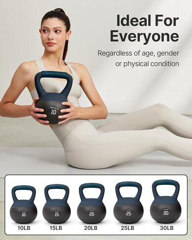 YOTTOY Soft Kettlebell with Leather Handle – Anti-Slip Sweat-Absorbing Grip, Home Gym Kettlebell Weights for Strength Training, Safe Neoprene Kettlebell for Women & Men in Saudi Arabia