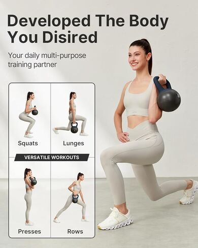YOTTOY Soft Kettlebell with Leather Handle – Anti-Slip Sweat-Absorbing Grip, Home Gym Kettlebell Weights for Strength Training, Safe Neoprene Kettlebell for Women & Men in Saudi Arabia