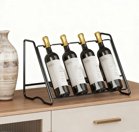Countertop Rack Bottle Holder Stand Space Saving Storage Rack for Porch Dining Room, 4 Row in Saudi Arabia