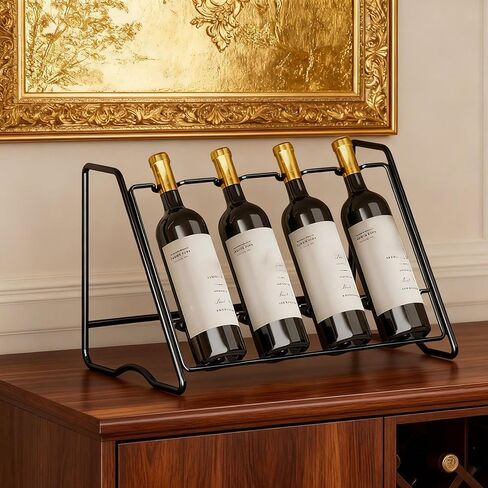 Countertop Rack Bottle Holder Stand Space Saving Storage Rack for Porch Dining Room, 4 Row in Saudi Arabia