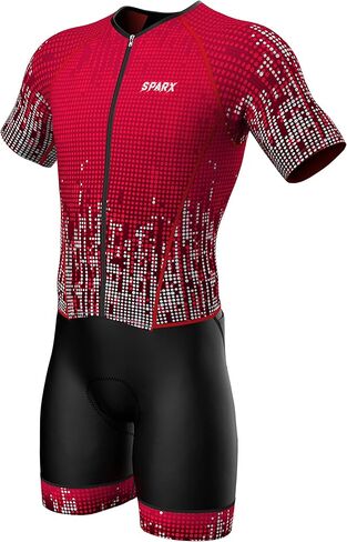 Sparx Mens Elite Aerosuit Triathlon Suit Mens Short Sleeve Tri Suit Skinsuit (Orange, M) in Saudi Arabia