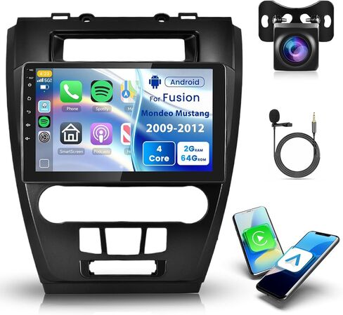 4G 64G Android 15 Car Stereo for Ford Fusion Mondeo Mustang 2009-2012 Wireless Carplay Android Auto, 10.1'' Touchscreen Car Radio with GPS Bluetooth WiFi Mirror Link FM/RDS DSP Backup Camera SWC in Saudi Arabia