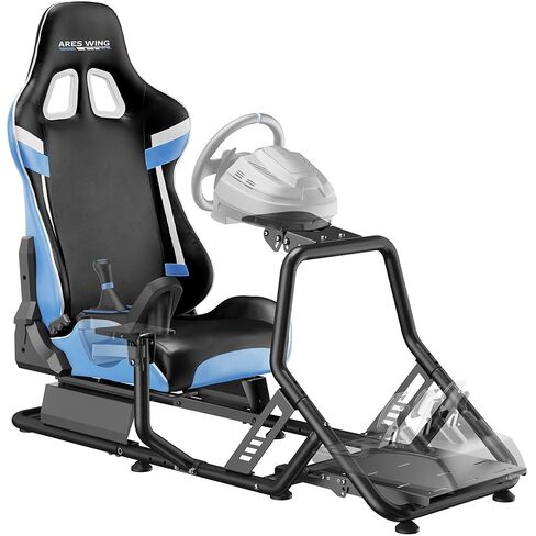قمرة قيادة ARES WING Racing Simulator مع حامل شاشة ومقعد، وقمرة قيادة سباق Formula وGT Sim متوافقة مع ألعاب Fanatec وThrustmaster وLogitech وMoza Racing على PS5 وPS4 وXbox والكمبيوتر الشخصي in Saudi Arabia