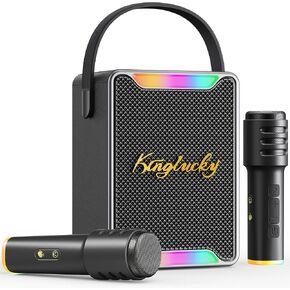 Kinglucky Karaoke Machine for Kids & Adults, Portable Bluetooth Speaker with 2 Wireless Microphones,Powerful Sound, LED Lights, PA System for Birthday Parties and Family Fun Gifts for Loved One in Saudi Arabia