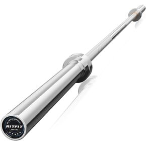 RitFit Elite 7ft Olympic Barbell، قضيب حديد قوي بوزن 45 رطلًا لرفع الأثقال ورفع الأثقال، قضيب أولمبي متفوق مع سعة تحميل استثنائية تبلغ 500 رطل، شريط وزن للوحات القياسية مقاس 2 بوصة in Kuwait