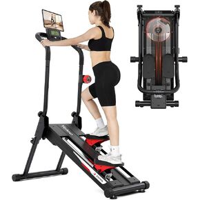 YOLEO سلالم مغناطيسية للتمرين في المنزل، 16 مستوى مقاومة قابلة للتعديل تصل إلى 130 رطل، Stairmaster للقلب قابلة للطي مع خطوة ممتدة 28 بوصة وضجيج منخفض، متسلق سلالم مع مستشعر HR لكامل الجسم in Kuwait