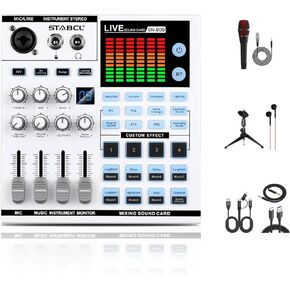 لوحة مزج الصوت ذات 4 قنوات، وحدة تحكم خلط لوحة الصوت مع USB رقمي بلوتوث 48 فولت طاقة فانتوم وصدى، واجهة خلاط صوت صغير للكمبيوتر، خلاط دي جي للبث الصوتي in Kuwait