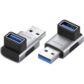 Hagibis USB 3.2 Adapter 2 Pack, 90 Degree Right and Left Angle USB A Male to Female Connector OTG Adapter Cable Extender for Laptops Charger PC Car Mouse Keyboard (Middle Back) in Saudi Arabia