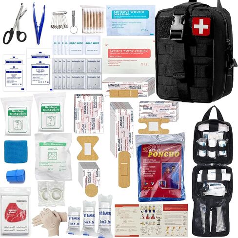 293Pcs/set - First Aid Kit Molle Pouches Emergency Survival Kit Suitable for Outdoor Activities, Home, School, Hiking, Car Travel and Camping - Quick Response First Aid Essentials (Red) in Saudi Arabia