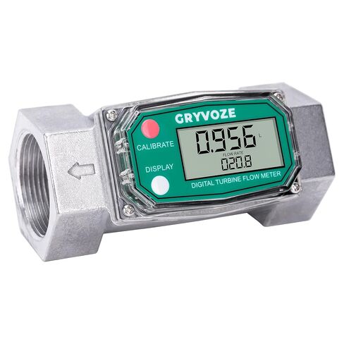 3 inch Turbine Flow Meter, 21-264 GPM Inline Flowmeter, 180° LCD Display, High Accuracy NPT Counter for Diesel, Gasoline & Water (5 Units: Gal, QTS, PTS, L, m³) in Saudi Arabia