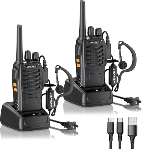 (4-Pack) Walkie Talkies, Includes Original Headsets, Type-C Cable, USB Charging Dock, Features One-Click Pairing, Voice Noise Reduction, and Digital Encryption Communication Function (Black) in Saudi Arabia