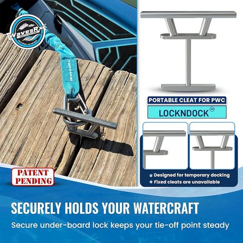 WAVESRX LockNDock™ Portable Docking Cleat for PWC & Small Craft | 316 Stainless Steel Temporary Boat Cleats 4 inch, Twist-to-Lock, Tool-Free,No-Drill Dock Rope Cleat in Saudi Arabia