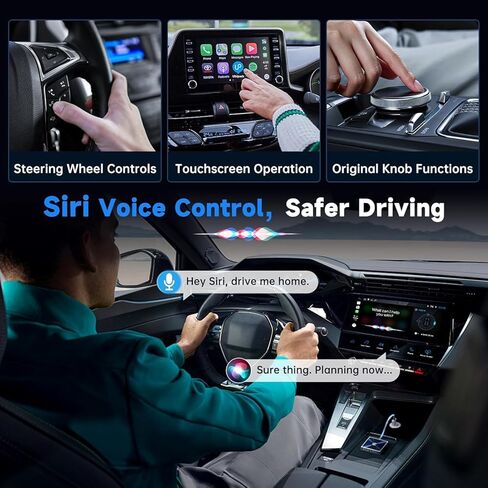 محول CarPlay اللاسلكي لهواتف iPhone، دونجل صغير جدًا 2 في 1 لجهاز Apple iOS10+، تحويل سلكي إلى CarPlay لاسلكي، اتصال فوري، مناسب للسيارات مع CarPlay مدمج، أسود in Kuwait