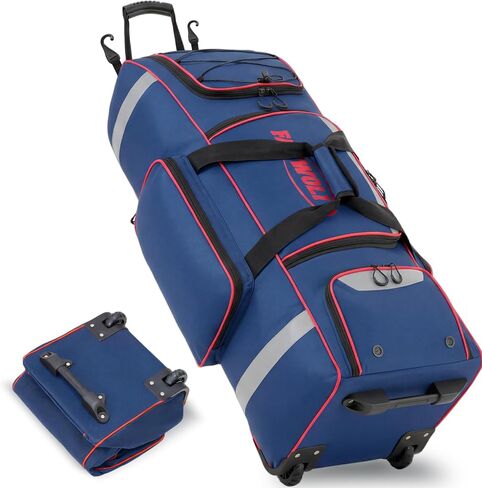Fanwoli 81L Rolling Baseball Bag with Wheels, Softball Catchers Gear Bags for 4 Bats (Fits Up To 34"), Separate Shoe Compartment, Safety Reflective Strip, Fence Hook, Foldable T-Bag for Youth & Adult in Saudi Arabia