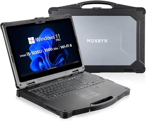 MUNBYN 15.6" Rugged Laptop Windows 11 Pro, Intel i5-1135G7, 16GB+512GB, Heavy Duty Laptop, Wi-Fi 6, 4G LTE Rugged Laptop Computer, 700Nit Outdoor Laptop, 6300+1750mAh Dual Battery, 2Y Protection(New) in Saudi Arabia