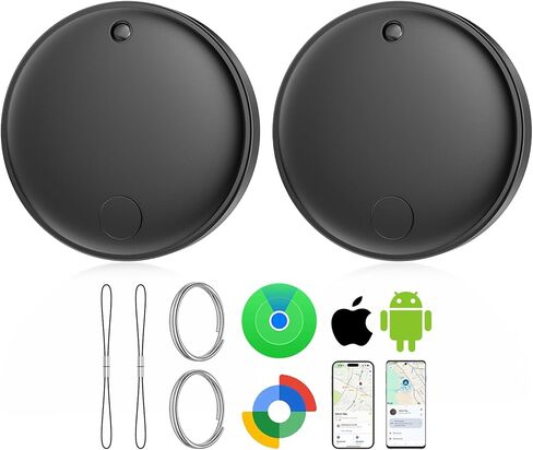 منصة Eelexa المزدوجة (لنظامي التشغيل iOS وAndroid) جهاز تعقب العلامات الذكية، 4 عبوات من علامات تعقب الهواء ذات النظام المزدوج المتوافقة مع تطبيق Apple Find My أو Google Find Hub، ومكتشف المفاتيح، ومحدد موقع العنصر مع مقاوم للماء والضوء in Kuwait