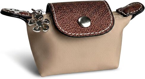 Women’s Mini Coin Purse Keychain – Vintage Nylon Zip Wallet – Compact, Stylish Change Purse for Cards, Cash, and Coins (beige) in Saudi Arabia