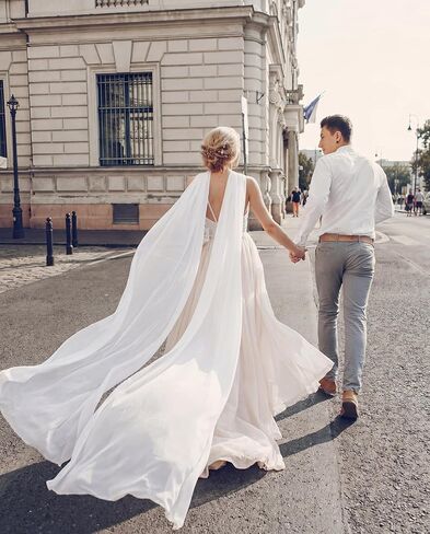 Bridal Neck Scarf Long for Wedding 157 Inch White Chiffon Veil Scarf for Bride Minimalist Tulle Wrap for Ceremony Elopement Evening Dress Reception Bridal Portrait in Kuwait