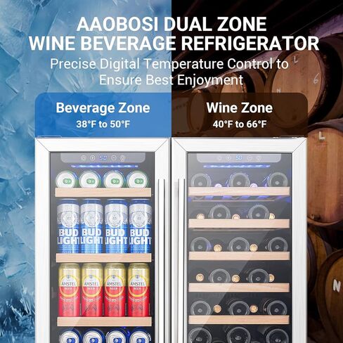 AAOBOSI Wine Fridge Cooler, 46 Bottles,24 inch Dual Zone Wine Cooler Under Counter with Safety Lock,Built-in or Freestanding Wine Refrigerators for Home,Office,Bar in Saudi Arabia