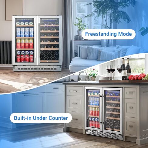 AAOBOSI Wine Fridge Cooler, 46 Bottles,24 inch Dual Zone Wine Cooler Under Counter with Safety Lock,Built-in or Freestanding Wine Refrigerators for Home,Office,Bar in Saudi Arabia