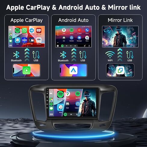 راديو سيارة 2G+64G لكرايسلر 200 200C 200S 2015-2019 Android Car Stereo Carplay Wireless Android Auto، شاشة لمس Hodozzy 9 بوصة مع GPS/WiFi/Bluetooth، FM RDS، وصلة مرآة، كاميرا احتياطية in Kuwait