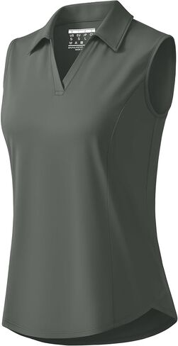 MAGCOMSEN Women's Sleeveless Golf Shirts UPF 50+ V-Neck Polos Quick Dry Workout Tennis Collared Tank Tops in Saudi Arabia