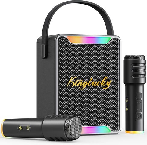 Kinglucky Karaoke Machine for Kids & Adults, Portable Bluetooth Speaker with 2 Wireless Microphones,Powerful Sound, LED Lights, PA System for Birthday Parties and Family Fun Gifts for Loved One in Saudi Arabia