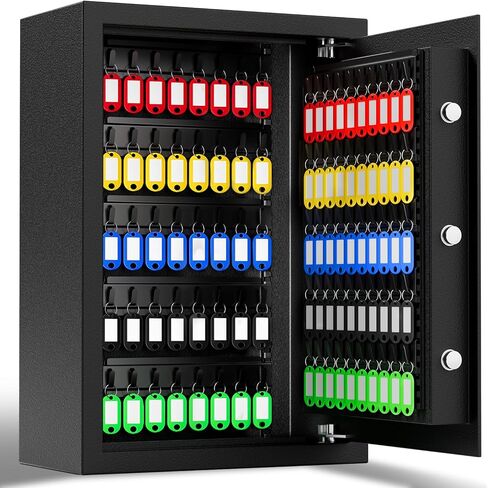 صندوق قفل المفاتيح XDeer 122 مفتاحًا مثبت على الحائط مع فتحة مفاتيح متقدمة مضادة للسرقة وإضاءة LED، خزانة مفاتيح مع مجموعة وقفل مفاتيح، آمن للفنادق والمكاتب والشركات ووكلاء السيارات قطعة واحدة in Kuwait