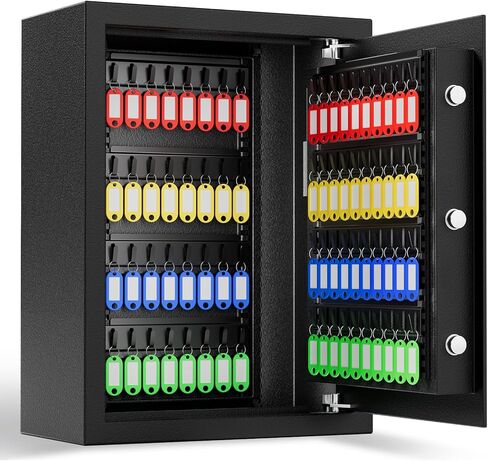 صندوق قفل المفاتيح XDeer 122 مفتاحًا مثبت على الحائط مع فتحة مفاتيح متقدمة مضادة للسرقة وإضاءة LED، خزانة مفاتيح مع مجموعة وقفل مفاتيح، آمن للفنادق والمكاتب والشركات ووكلاء السيارات قطعة واحدة in Kuwait