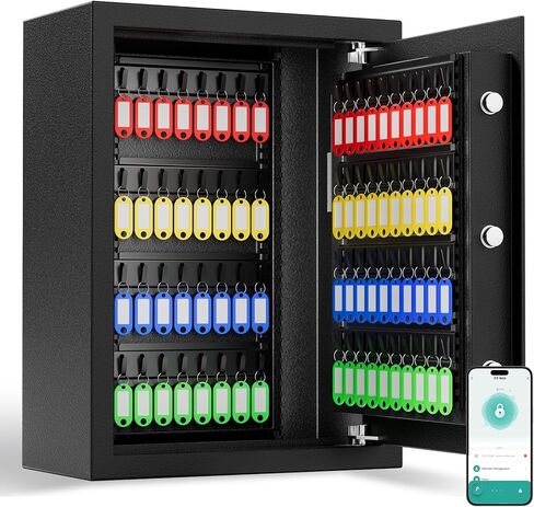 صندوق قفل المفاتيح XDeer 122 مفتاحًا مثبت على الحائط مع فتحة مفاتيح متقدمة مضادة للسرقة وإضاءة LED، خزانة مفاتيح مع مجموعة وقفل مفاتيح، آمن للفنادق والمكاتب والشركات ووكلاء السيارات قطعة واحدة in Kuwait