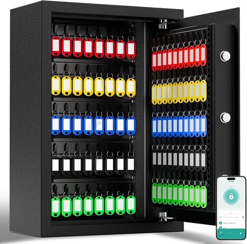 صندوق قفل المفاتيح XDeer 122 مفتاحًا مثبت على الحائط مع فتحة مفاتيح متقدمة مضادة للسرقة وإضاءة LED، خزانة مفاتيح مع مجموعة وقفل مفاتيح، آمن للفنادق والمكاتب والشركات ووكلاء السيارات قطعة واحدة in Kuwait