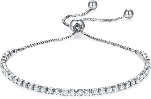 MINDDHA 14K Gold/White Gold Plated Cubic Zirconia Tennis Bracelet | Silver, Gold Bracelets for Women | Elegant CZ Tennis Bracelet for Women, Thin, Dainty, & Classic, Size 6-8 Inch in Saudi Arabia