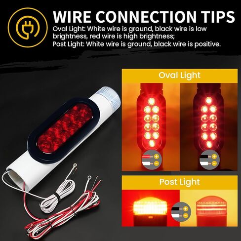 Aila قطعتان من أضواء عمود دليل مقطورة القارب، IP67 مصابيح LED مقاومة للماء من PVC، مصابيح عكسية لإشارة الفرامل الغاطسة 12 فولت لدليل المقطورة in Saudi Arabia