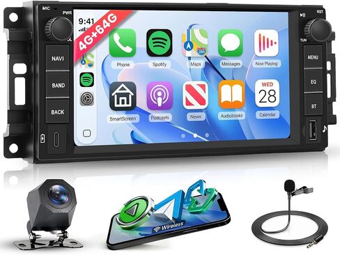راديو 8 Core 4G+64G لسيارة Jeep Wrangler Dodge RAM Avenger Challenger Chrysler، Rimoody Android 13 Car Stereo Carplay 7 بوصة تعمل باللمس Android Auto GPS 4G-WiFi DSP-36 Bluetooth FM كاميرا احتياطية in Kuwait