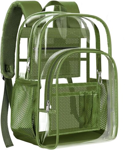 PAMANO Clear Backpack Heavy Duty Transparent See Through Bag for College Work Travel Security,Green in Kuwait