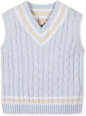 Hope & Henry Boys’ Organic V-Neck Argyle Sweater Vest | 100% GOTS-Certified Organic Cotton | Classic Intarsia Design, Blue, 5 in Saudi Arabia