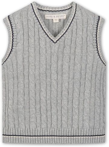 Hope & Henry Boys’ Organic V-Neck Argyle Sweater Vest | 100% GOTS-Certified Organic Cotton | Classic Intarsia Design, Blue, 5 in Saudi Arabia