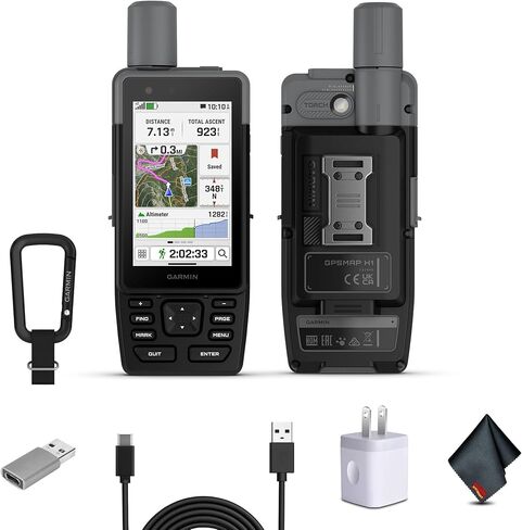 Garmin GPSMAP H1i Plus تصميم متين، جهاز ملاح محمول بنظام تحديد المواقع العالمي (GPS) مع تقنية الأقمار الصناعية inReach Plus لمشاركة النصوص والصور والمذكرات الصوتية وSOS خارج الشبكة وعمر البطارية الطويل وحزمة الخرائط المحملة مسبقًا in Kuwait