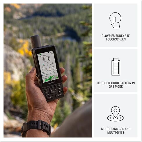 Garmin GPSMAP H1i Plus تصميم متين، جهاز ملاح محمول بنظام تحديد المواقع العالمي (GPS) مع تقنية الأقمار الصناعية inReach Plus لمشاركة النصوص والصور والمذكرات الصوتية وSOS خارج الشبكة وعمر البطارية الطويل وحزمة الخرائط المحملة مسبقًا in Kuwait