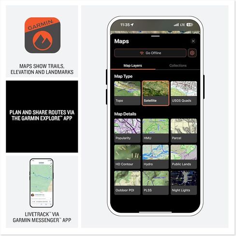 Garmin GPSMAP H1i Plus تصميم متين، جهاز ملاح محمول بنظام تحديد المواقع العالمي (GPS) مع تقنية الأقمار الصناعية inReach Plus لمشاركة النصوص والصور والمذكرات الصوتية وSOS خارج الشبكة وعمر البطارية الطويل وحزمة الخرائط المحملة مسبقًا in Kuwait
