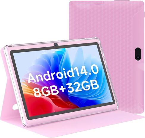 Tablet 7Inch Android 14.0 with Protective Case, 8GB(4+4GB Expand) RAM+ 32GB ROM, IPS Screen, Dual Camera, Bluetooth 5.0 WiFi Tab (Pink) in Saudi Arabia
