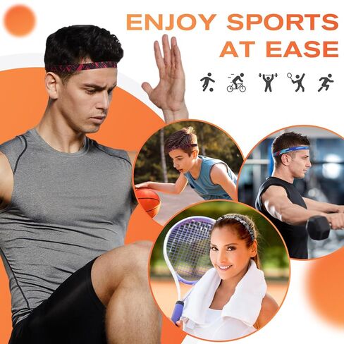 Thin Sports Headbands for Women, Men & Kids - 5 Pack Elastic Skinny Sweatbands, No-Slip Soft Hair Bands for Running, Workout, Yoga, Tennis, Basketball, Soccer, Football - Black in Saudi Arabia